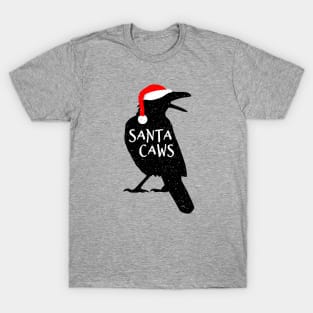 Funny Santa Caws Christmas Crow - Festive Black Bird T-Shirt